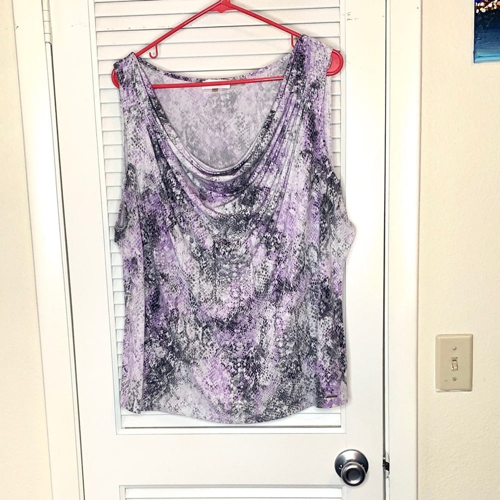 Calvin Klein purple & white snakeskin tank blouse
